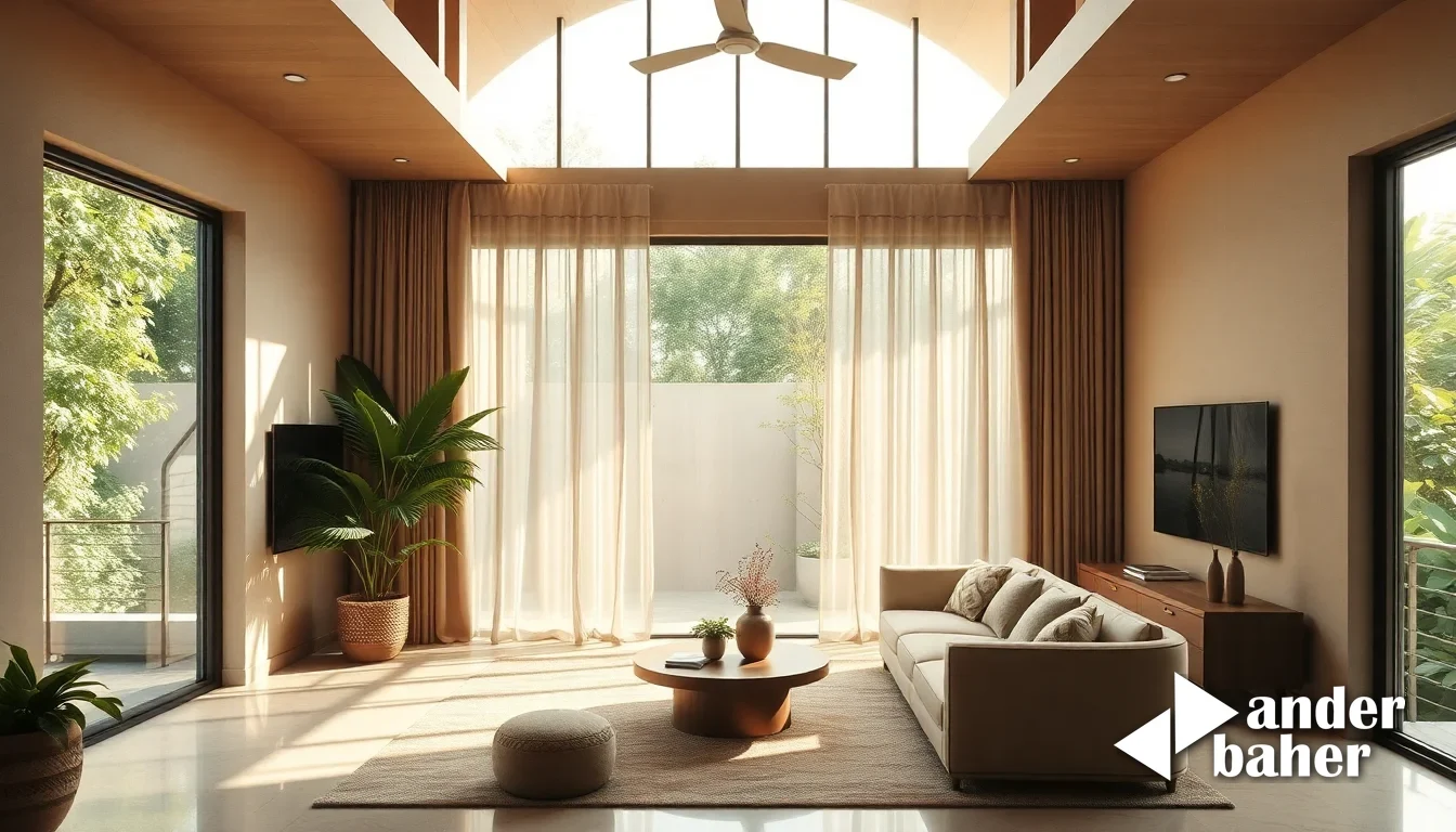 Seamless biophilic indoor-outdoor living space with large glass doors, continuous flooring, and integrated landscaping creating visual flow between interior and garden